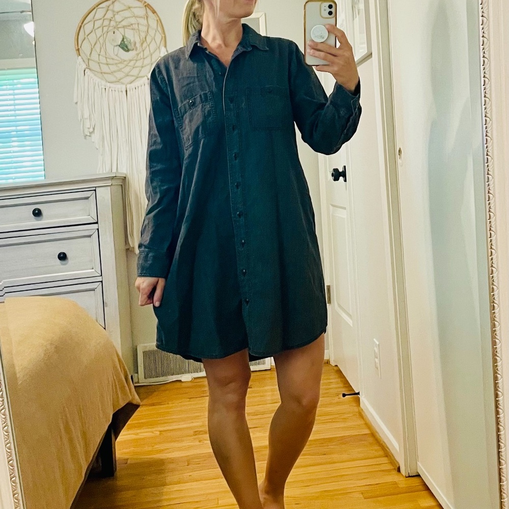 Madewell Vintage Washed Denim Dress- Long Sleeves, Button Front